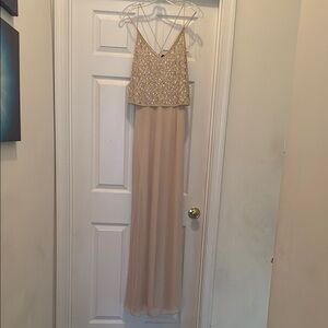 NWT Aidan Mattox Champagne Sequin Maxi Dress